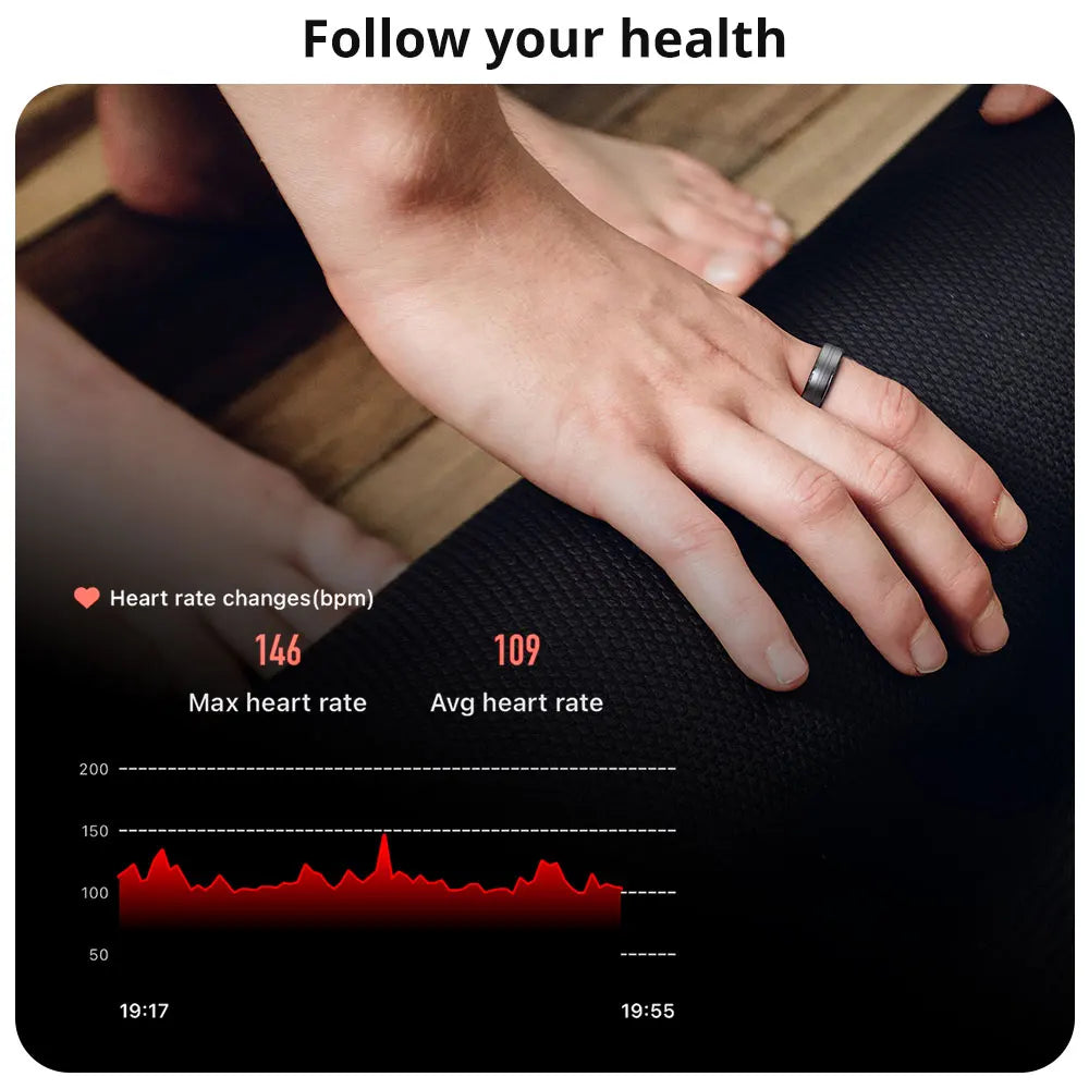 New R06 Smart Ring with Charging Case for Men Women, Heart Rate and Blood Oxygen Monitor, IP68 & 5ATM Waterproof, Sport