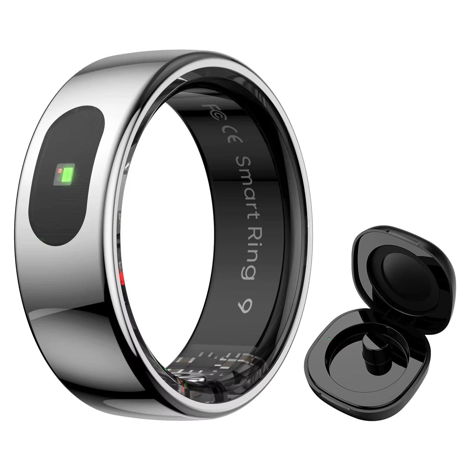 New R08 Smart Ring with Charging Case Smart Touch Screen Health Monitor Sports Fitness Tracker IP68 5ATM Waterproof Smart Ring